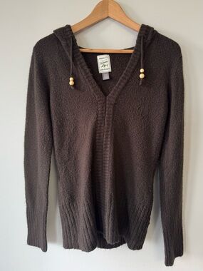 (M) Roots Brown Hooded V-Neck Sweater